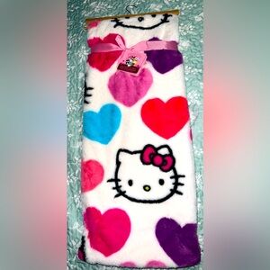 Hello Kitty Valentines Hearts Faux Fur Throw Blanket